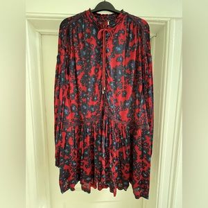 Free People Women's Size L Merlot/Blue Tunic NWT